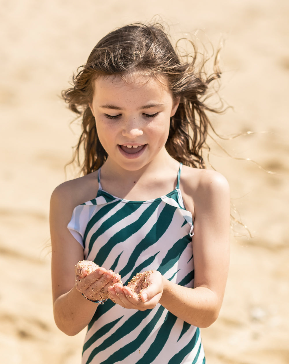 Electric Zebra Emerald Action Swimsuits