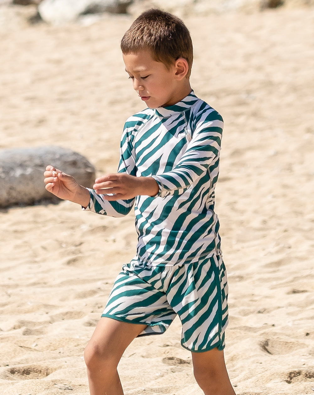 Electric Zebra Emerald Quick Dry Beach Shorts