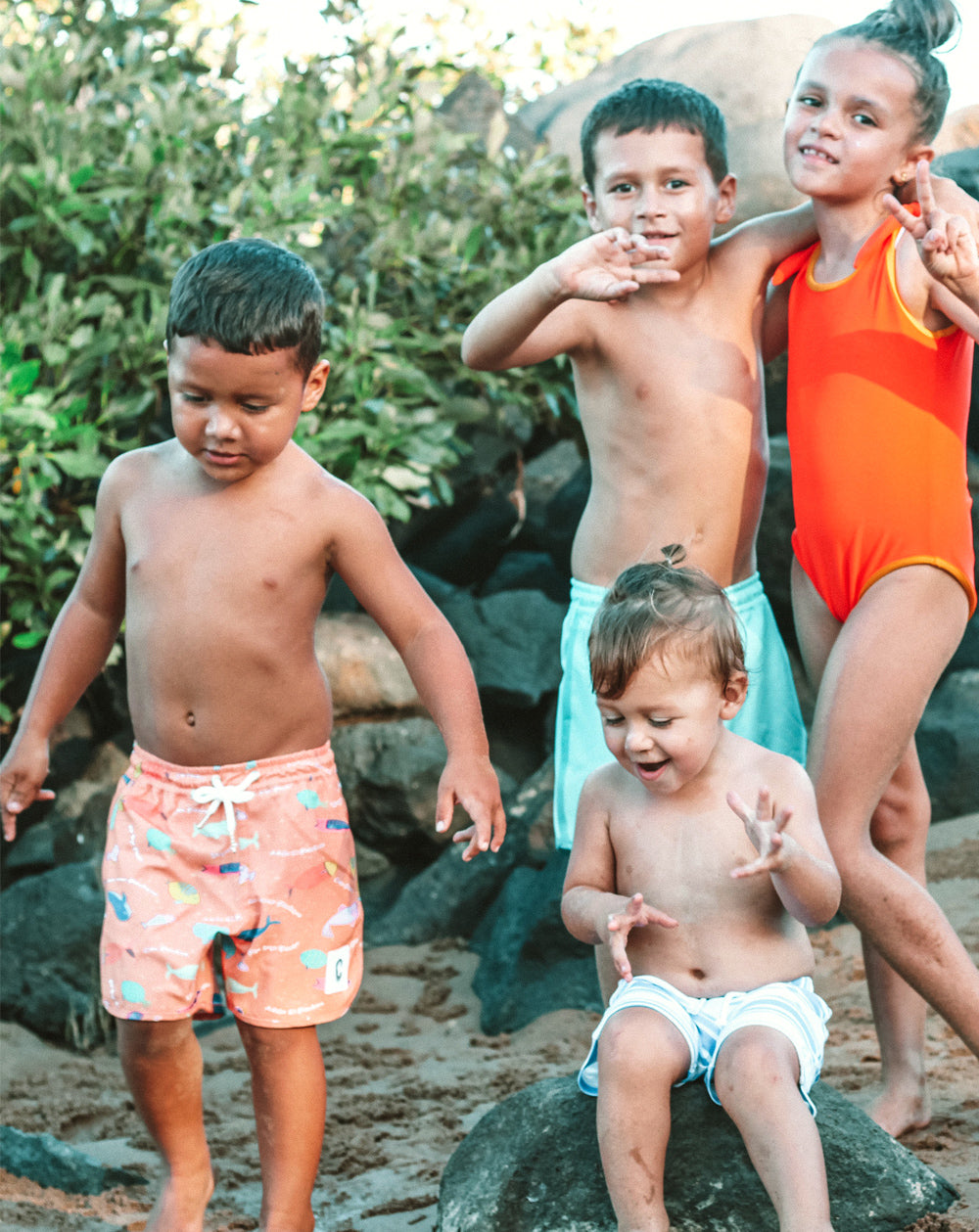 Bye Bye Plastic Orange Quick Dry Beach Shorts