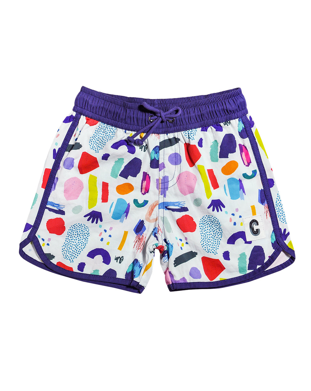 White Jungle Mix Organic Cotton Beach Shorts