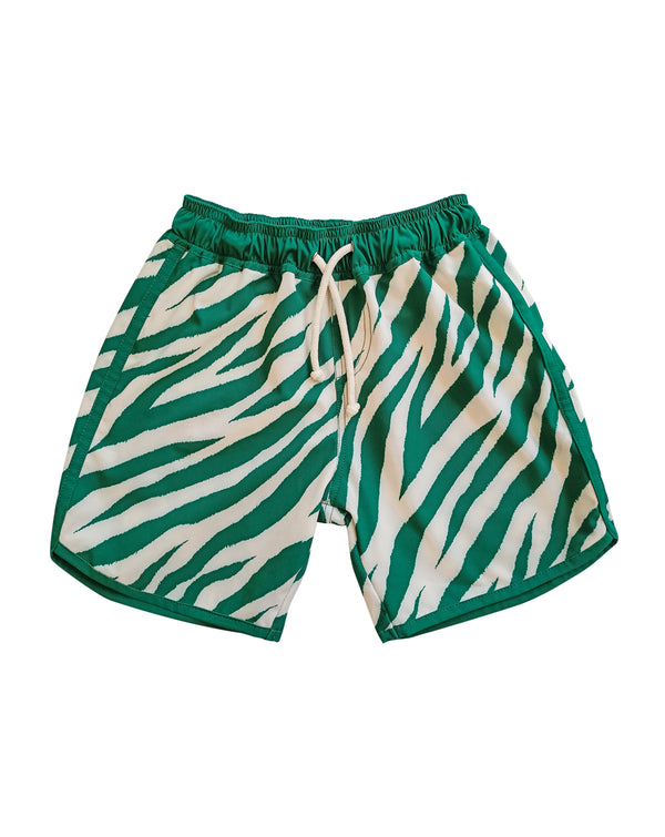 Electric Zebra Emerald Quick Dry Beach Shorts