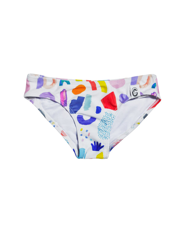 White Jungle Mix Plain Bikini Bottom