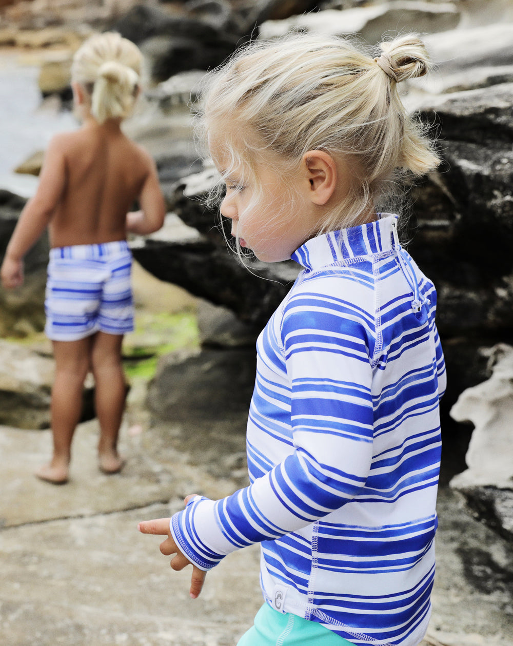 Sea Stripe Sustainable Sea & Snow Rash Top