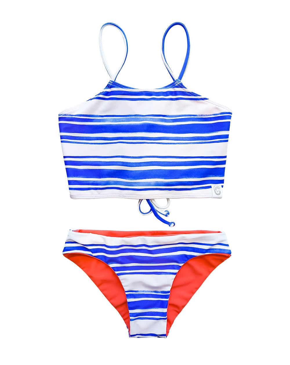 Sea Stripe - Red Coral Bikini Crossback