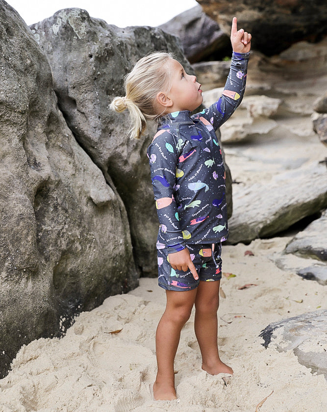 Bye Bye Plastic Charcoal Sea & Snow Rash Top